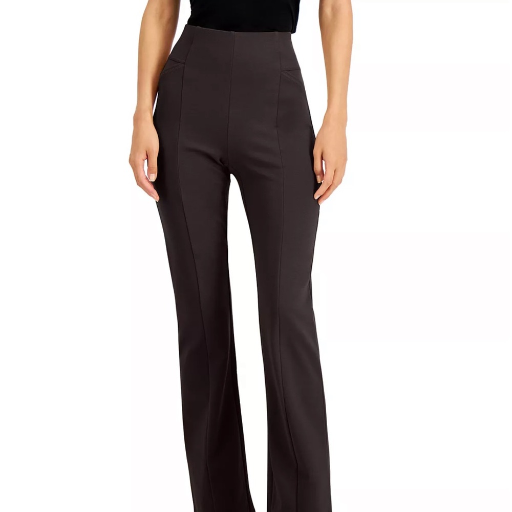 INC International Concepts Ponte Knit Bootcut Curvy Pants in Black Size Small
